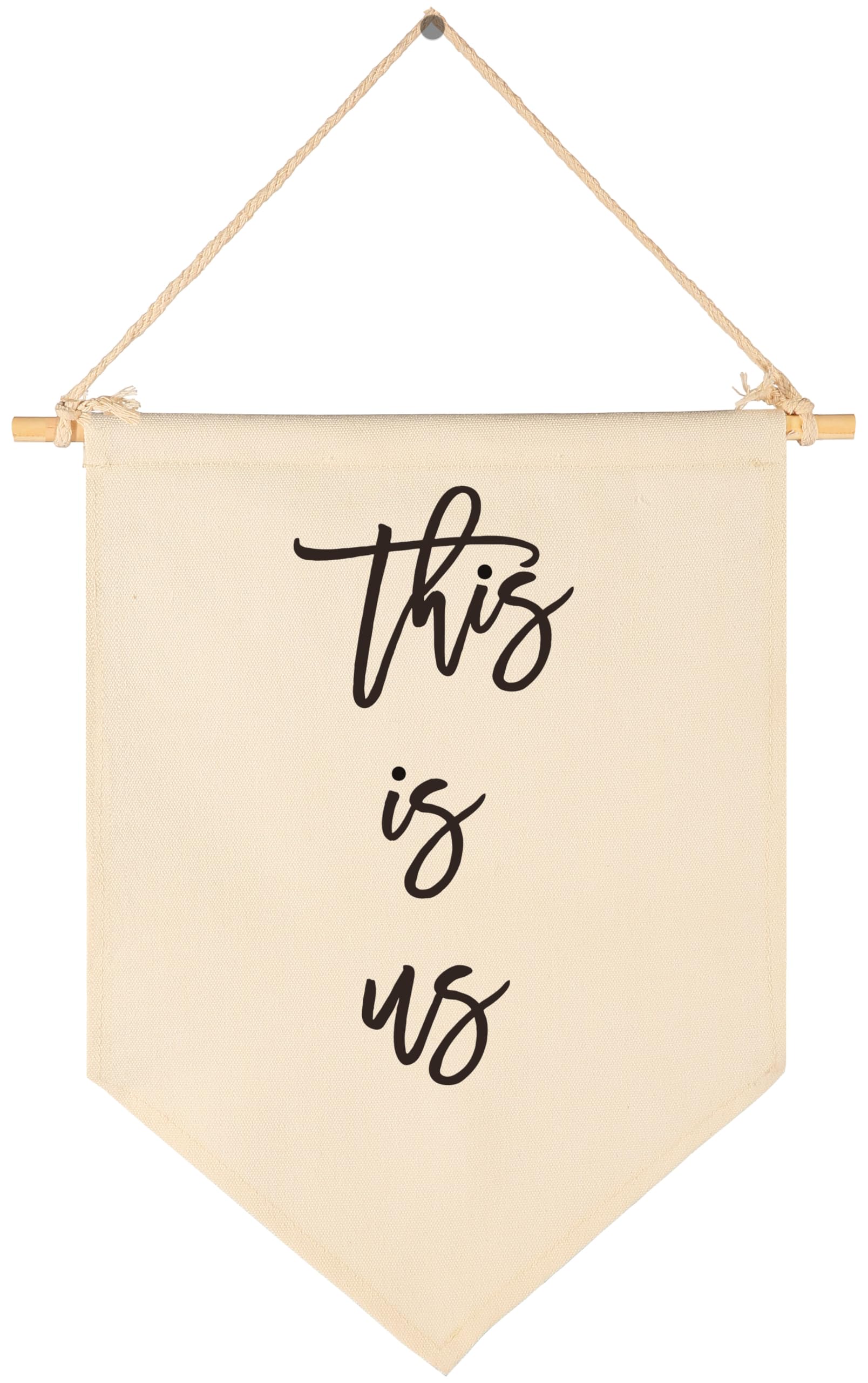 Sioial home wall decor banner pennant on canvas enhances living room ambiance.