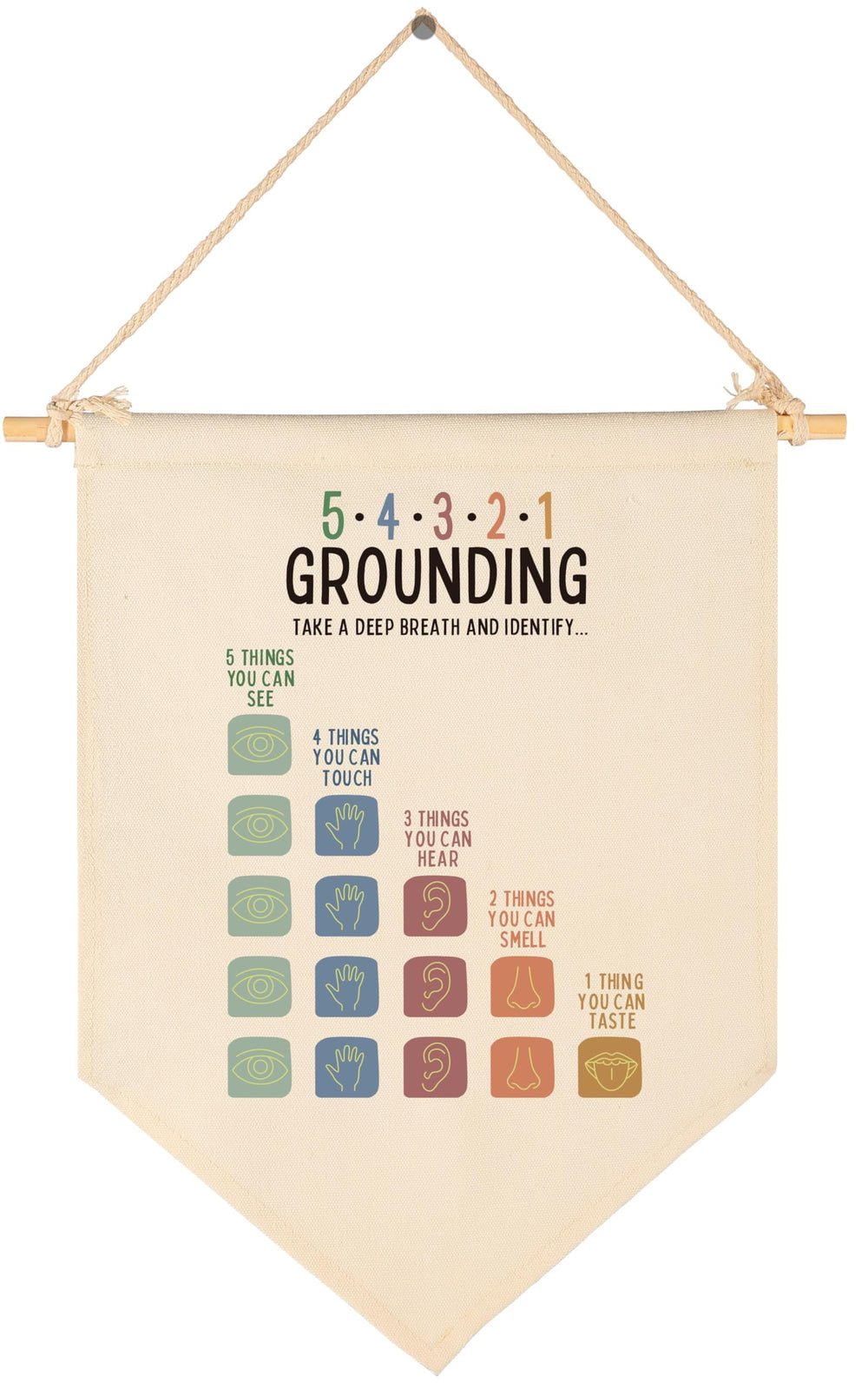 Sioial anxiety-management wall flag decor creates a calming classroom ambiance.