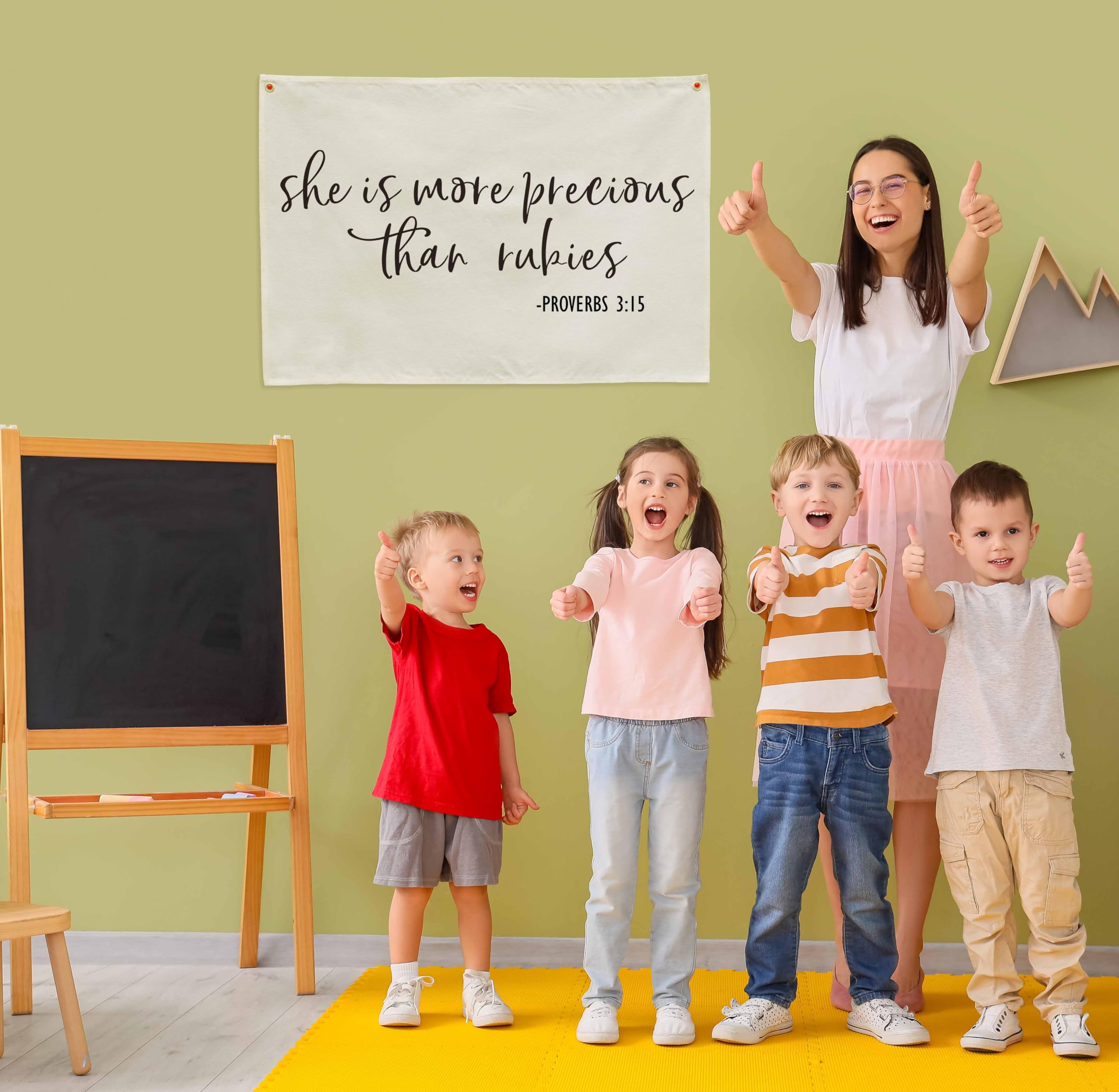 Sioial inspirational banner for kid rooms adds a gentle, faith-based touch