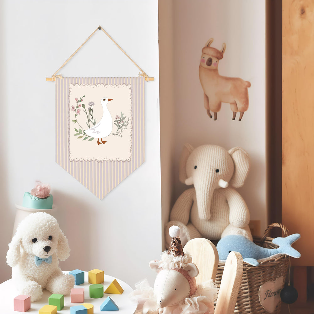 Sioial banner with wooden stick and twine ready for easy hanging