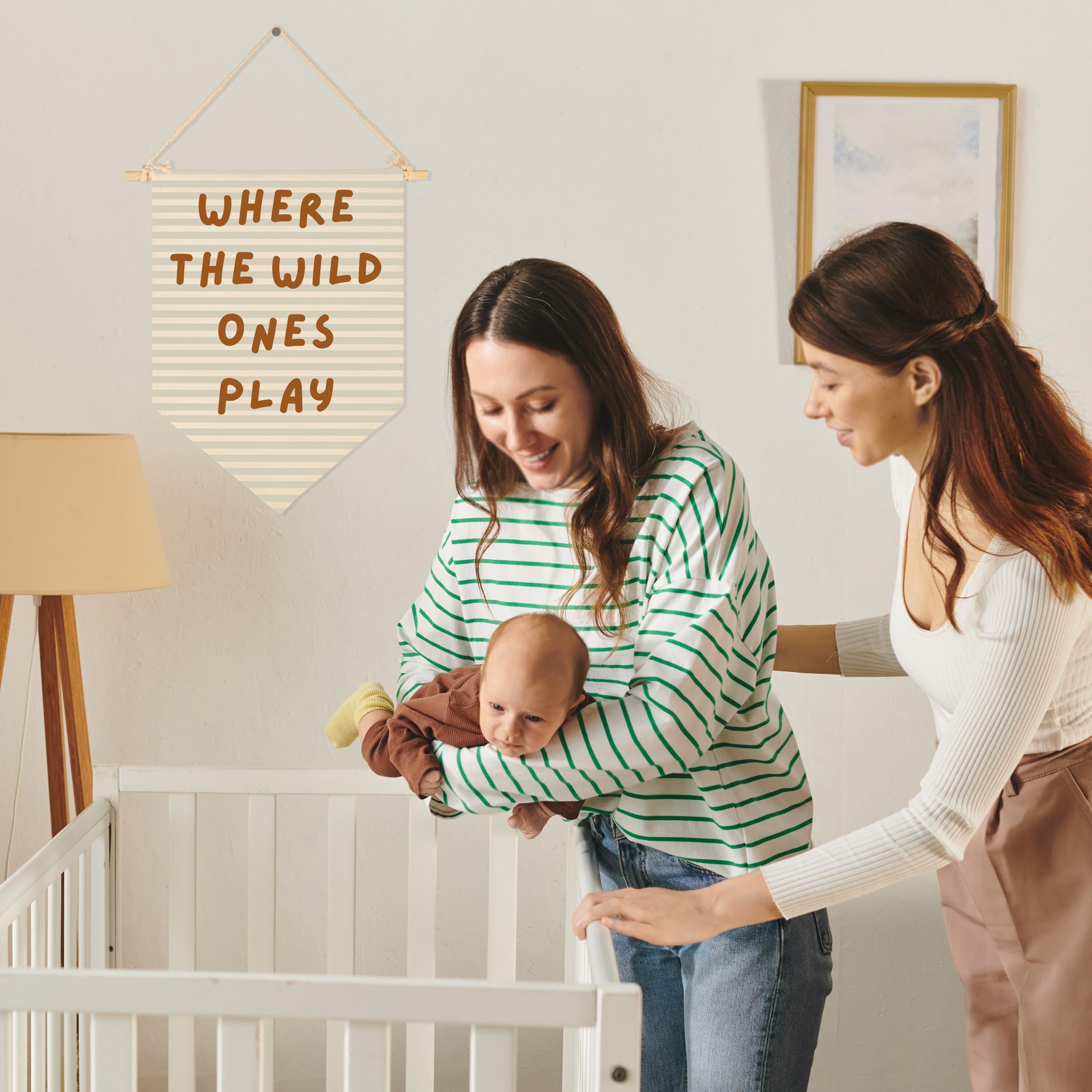 Sioial canvas pennant flag for baby room decor with a natural texture and durable finish.