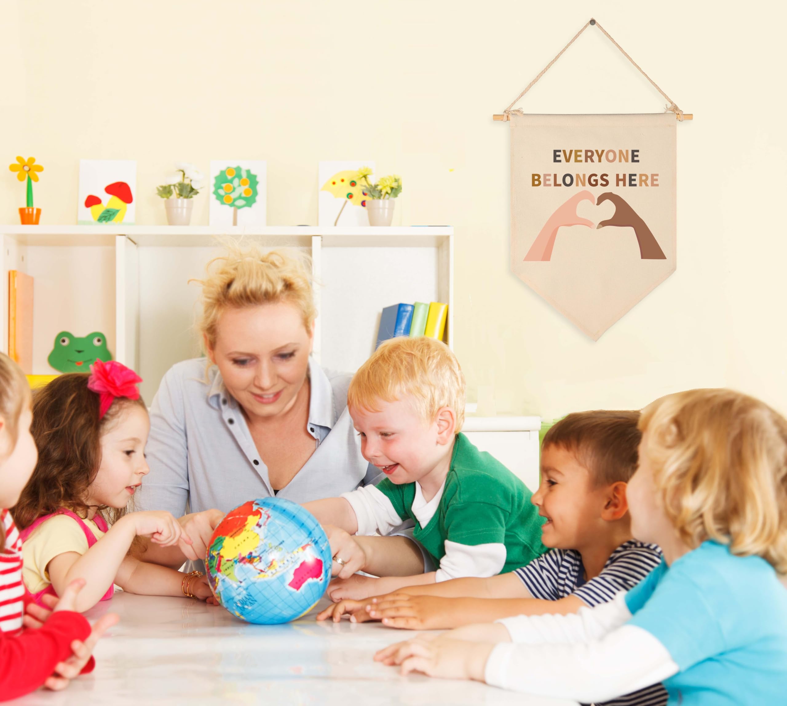 Sioial cotton canvas banner wall decor adds a welcoming vibe to reading areas