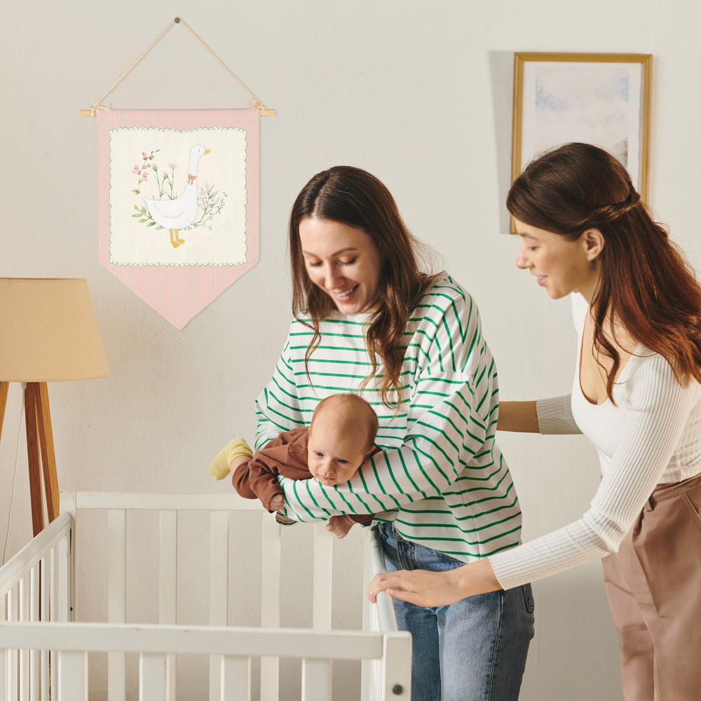 Sioial cotton canvas hanging flag enhances kid spaces with timeless texture