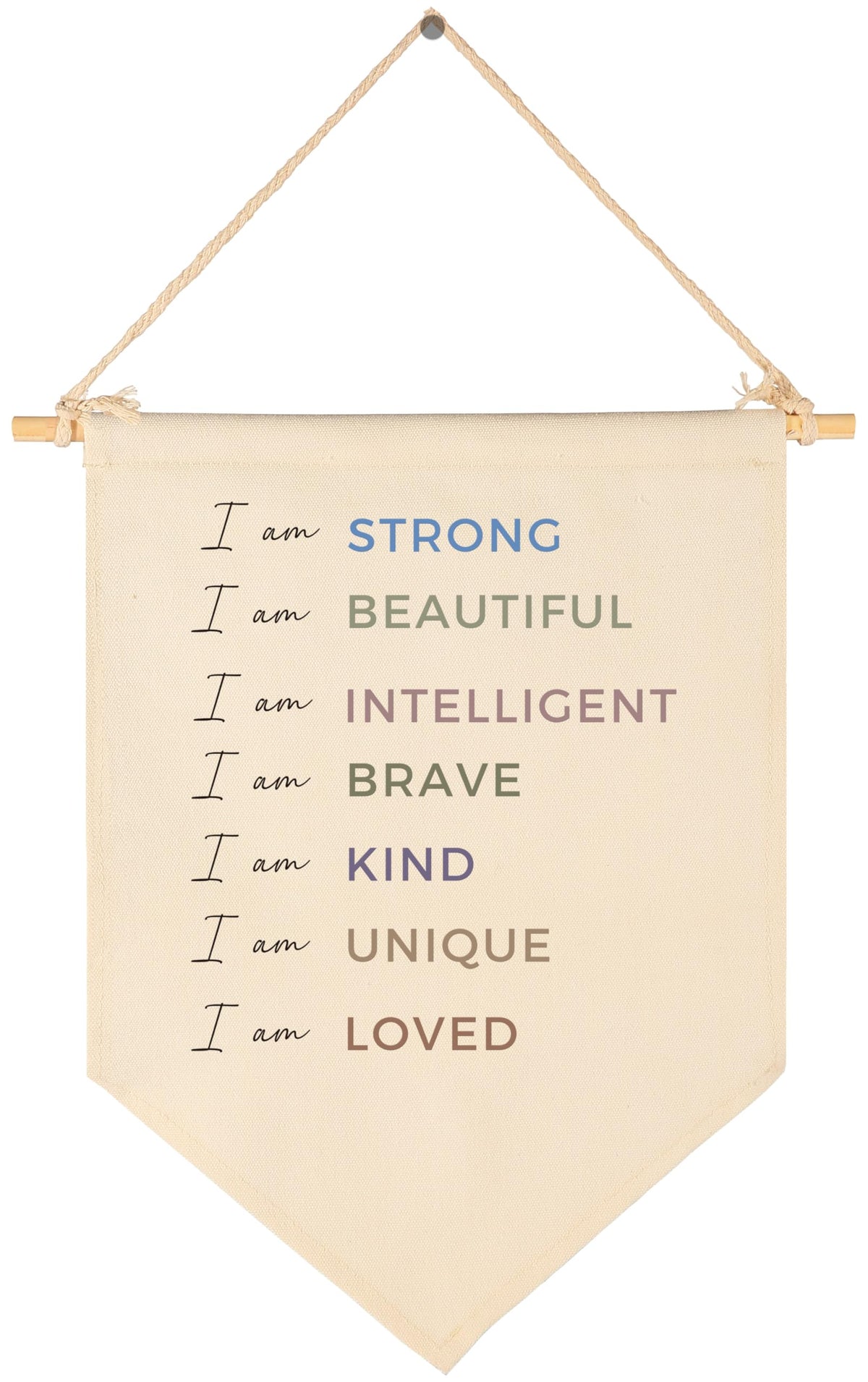 Sioial I Am Strong I Am Beautiful banner for nursery walls, adds positive daily motivation.