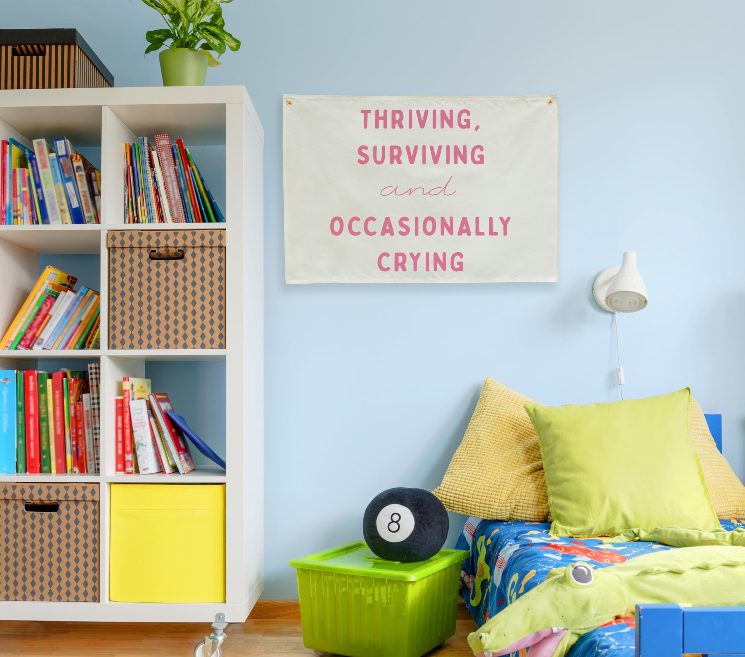 Sioial 28.5x20 inch beige banner blends with various interiors.