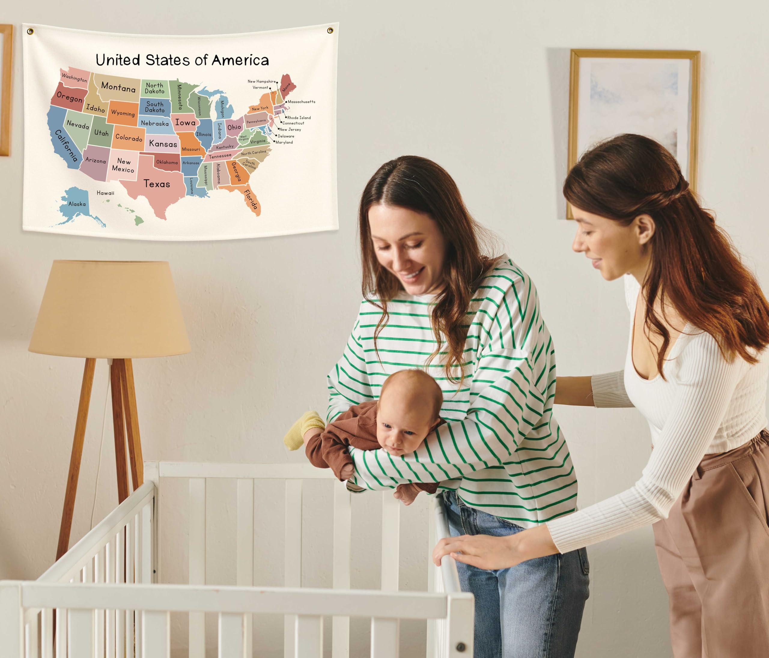 Sioial map theme banner for nursery and kid rooms, adds educational charm