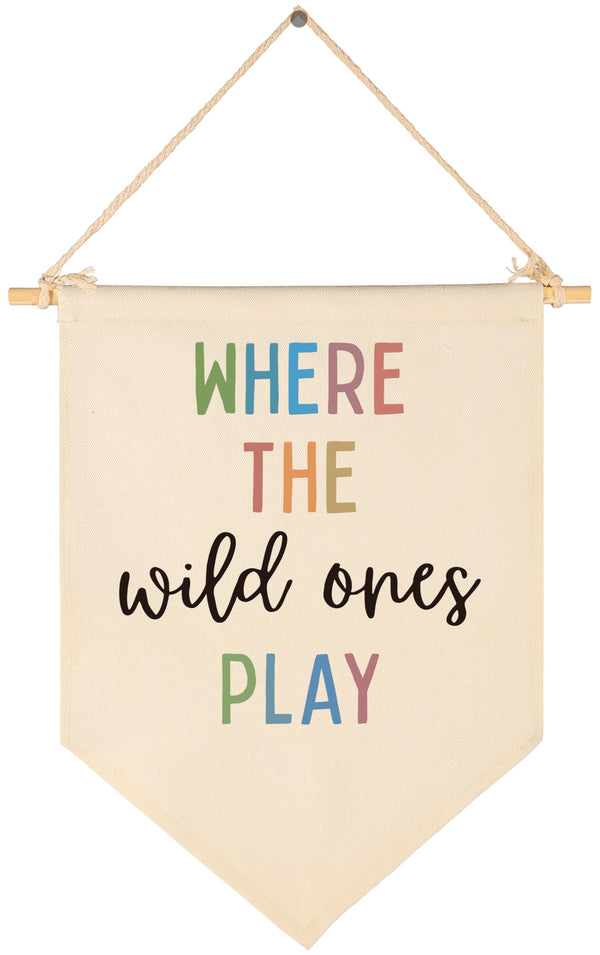 Sioial nursery banner in beige adds soft decorative charm