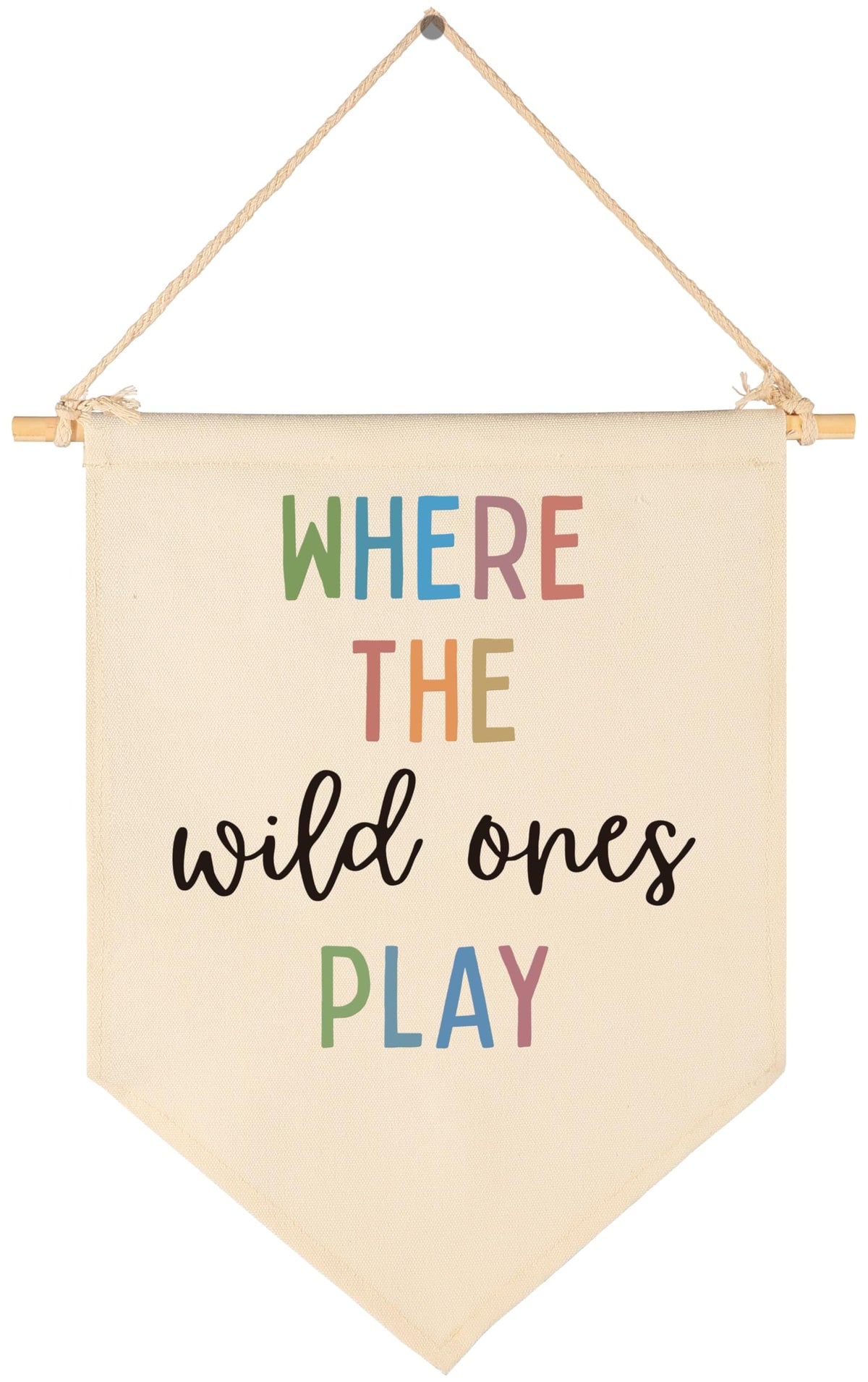 Sioial nursery banner in beige adds soft decorative charm