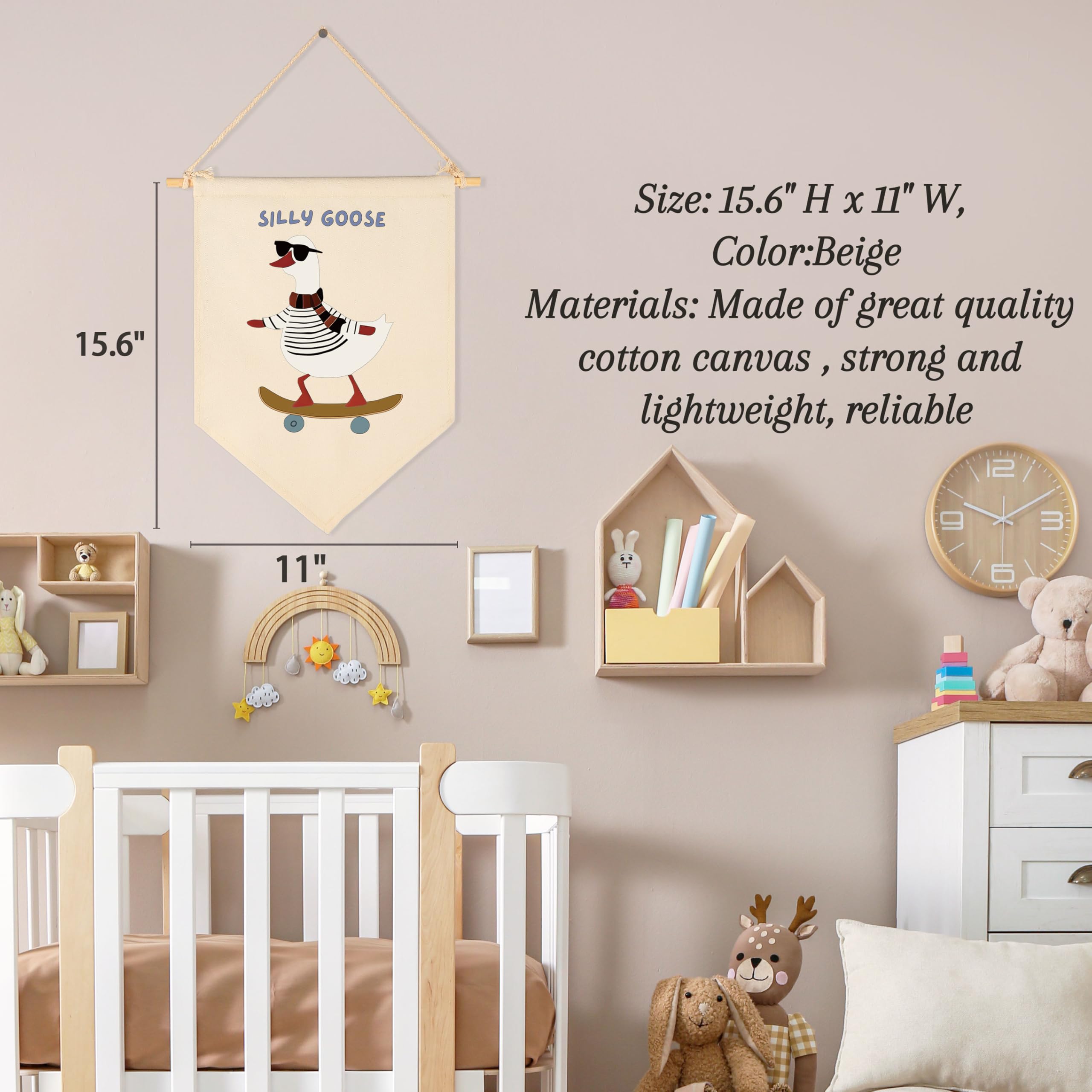 Sioial nursery banner decor brightens a cozy reading corner.