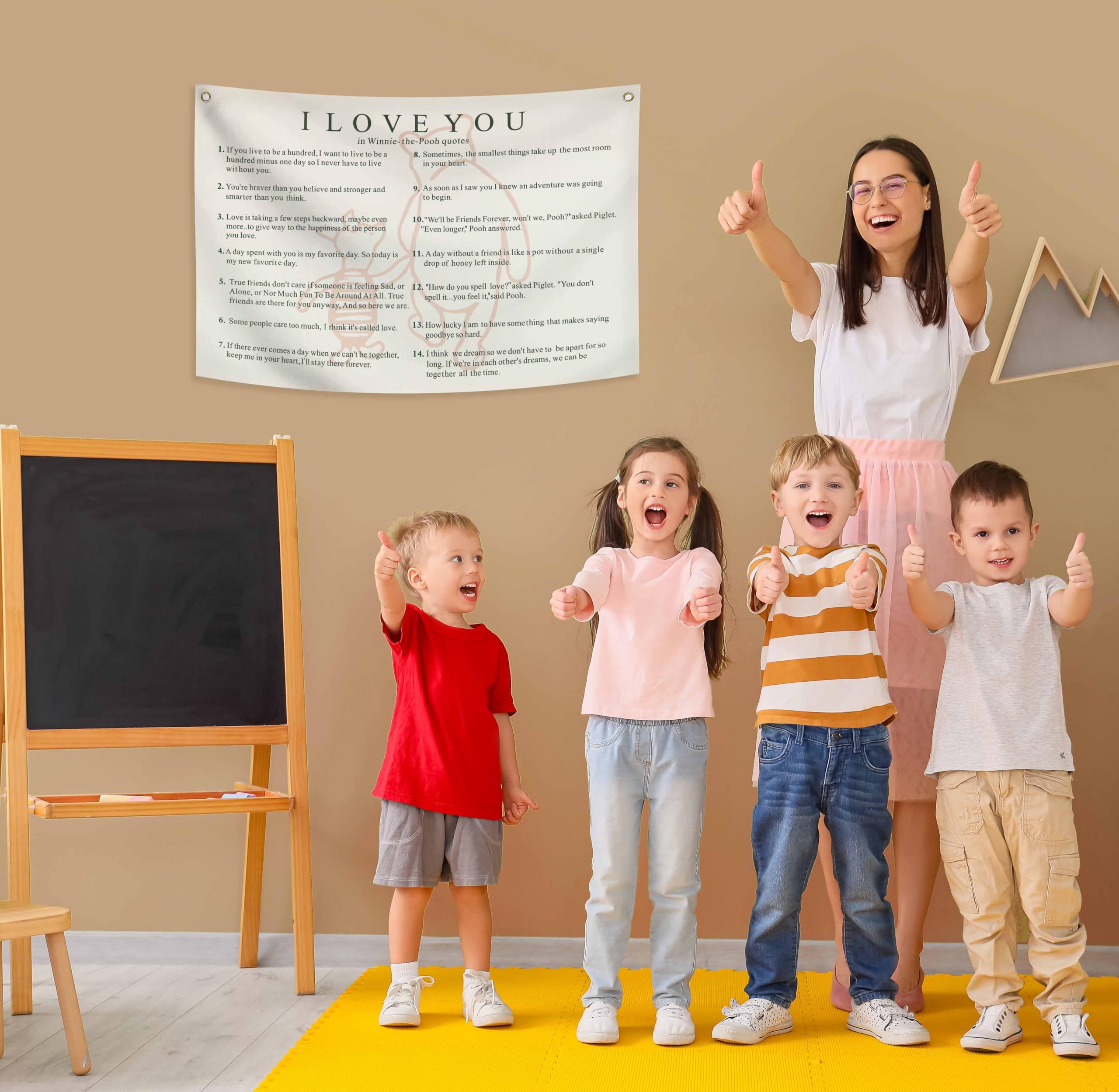 Sioial banner decor suitable for nursery, bedroom, and playroom.