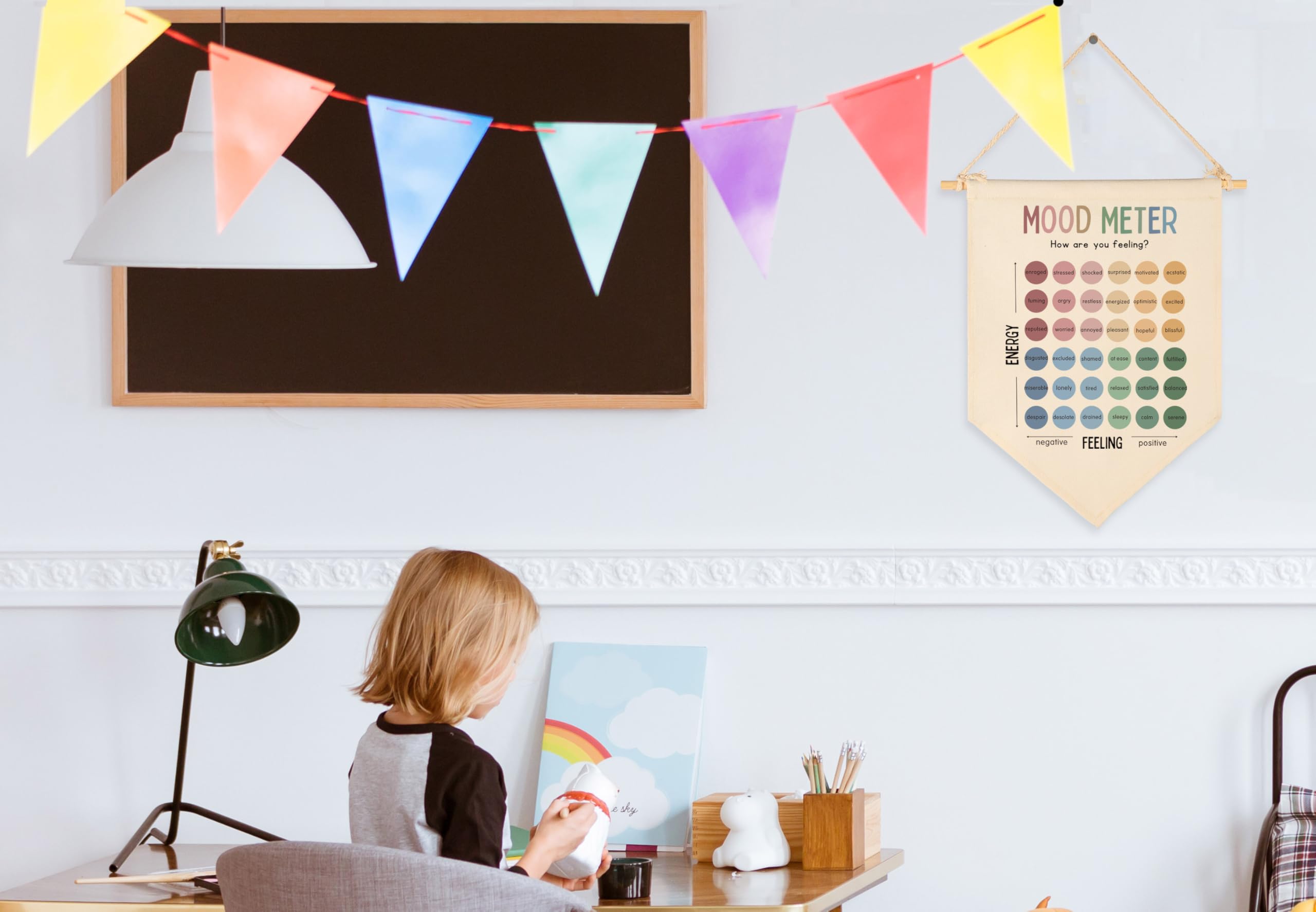 Sioial nursery and playroom decor banner adds warm inviting touch