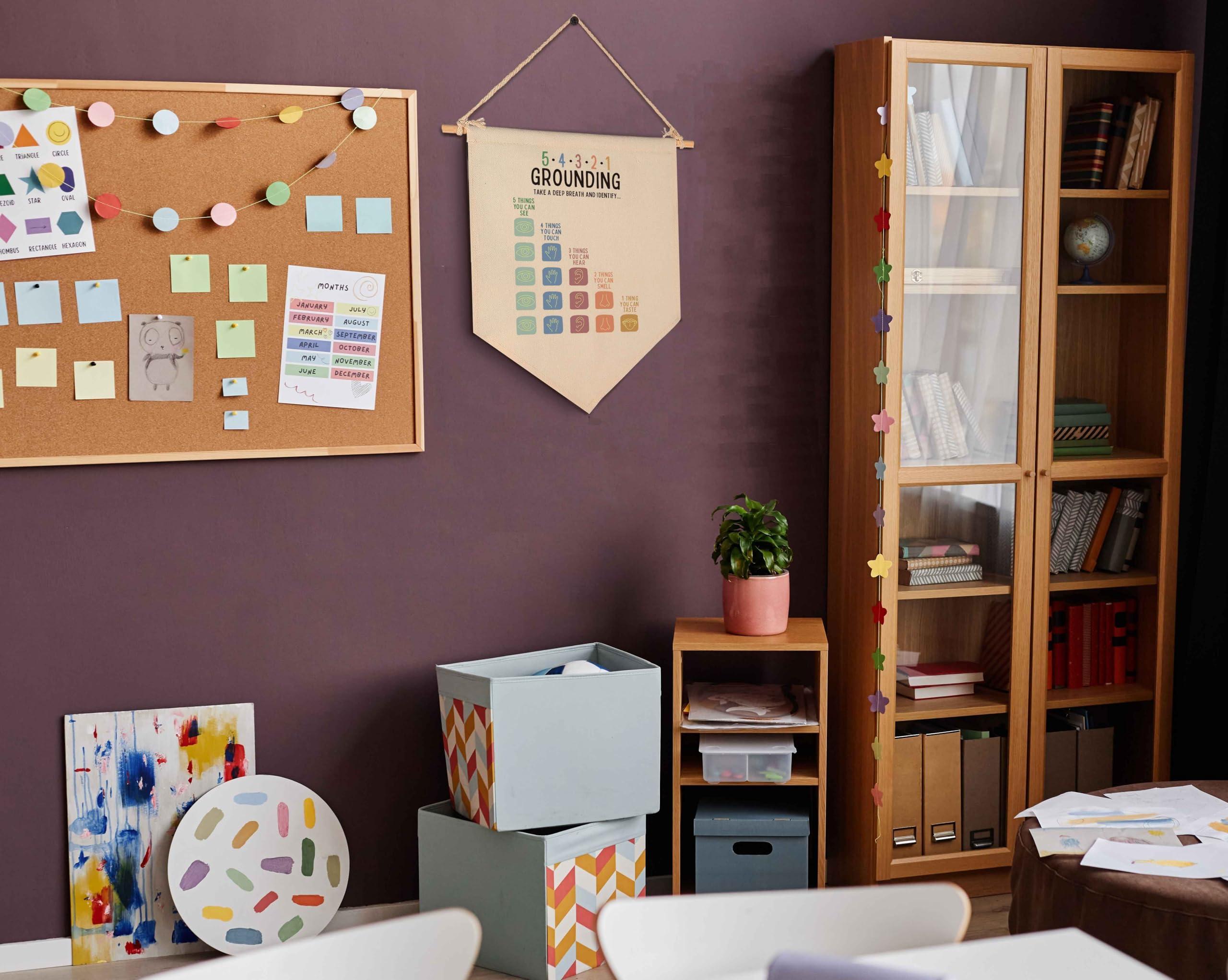 Sioial nursery playroom wall banner creates inviting reading corners.