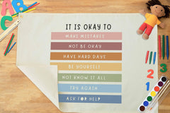 Sioial positive mental health banner beige fabric adds warm vibe to home or classroom.