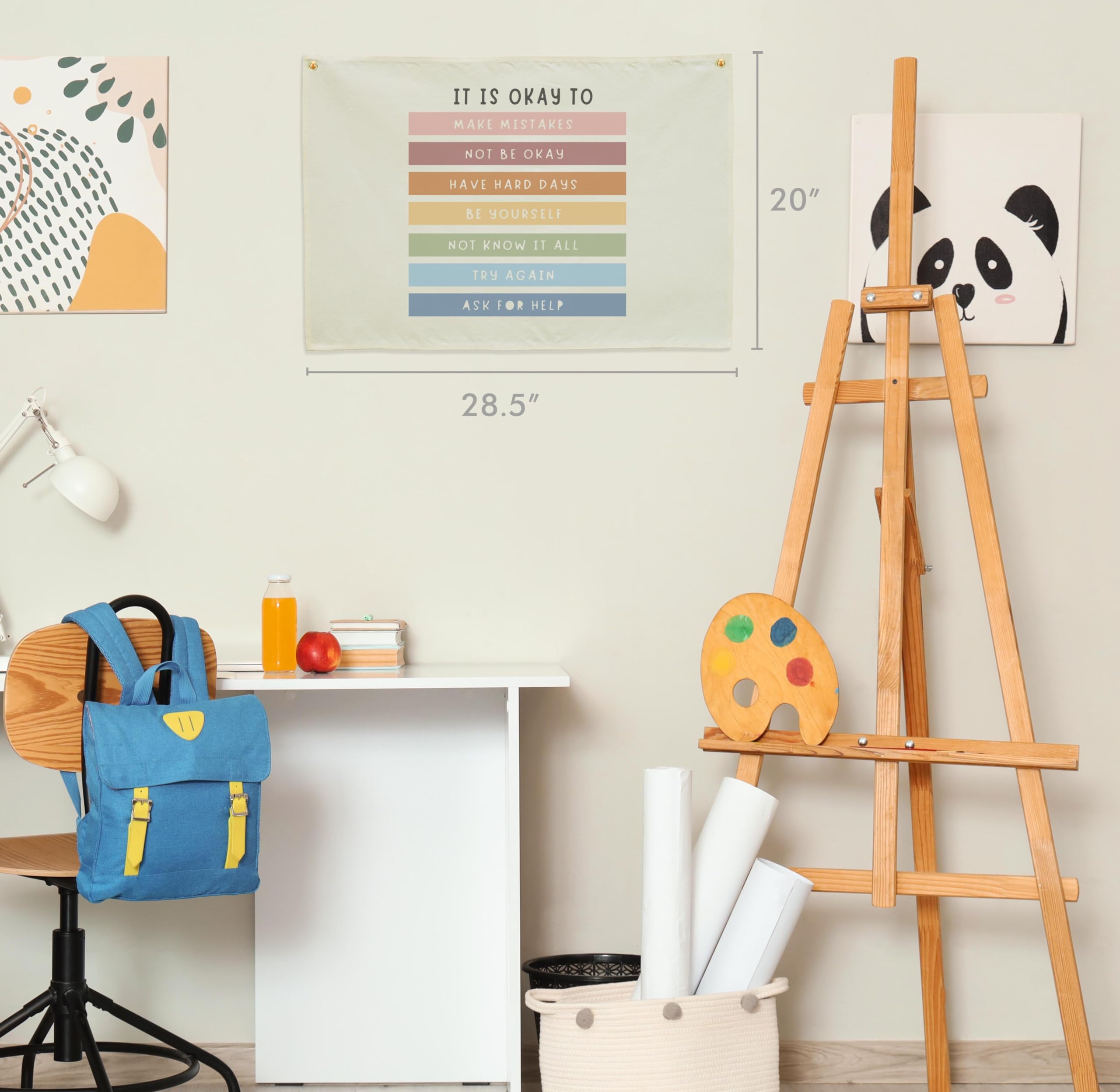 Sioial banner with two metal grommets makes hanging quick and secure.