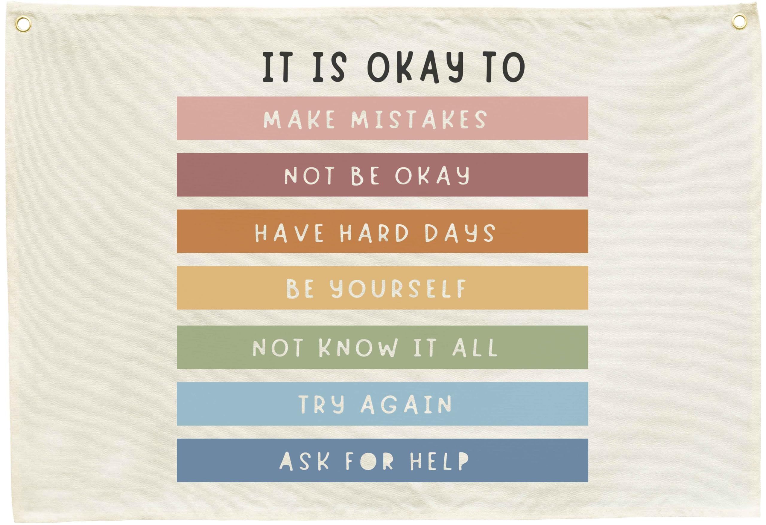Sioial positive mental health banner unrolled display in a bright classroom setting for motivation.