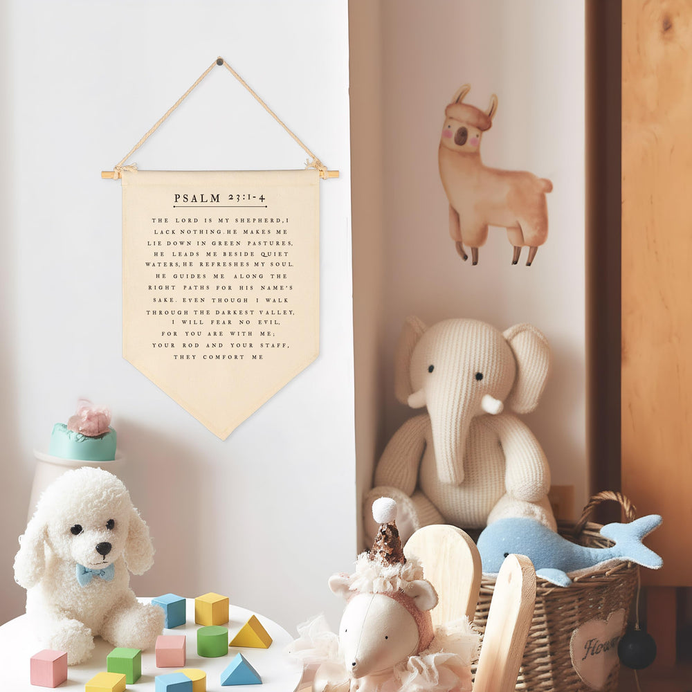 Sioial Psalms beige banner for nursery decor and calming space