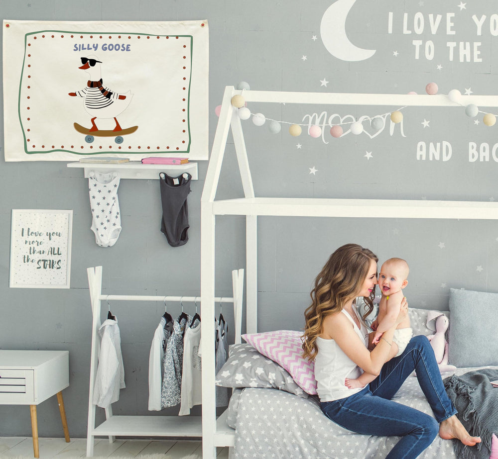 Sioial Silly Goose banner fits baby rooms and kid spaces as decor