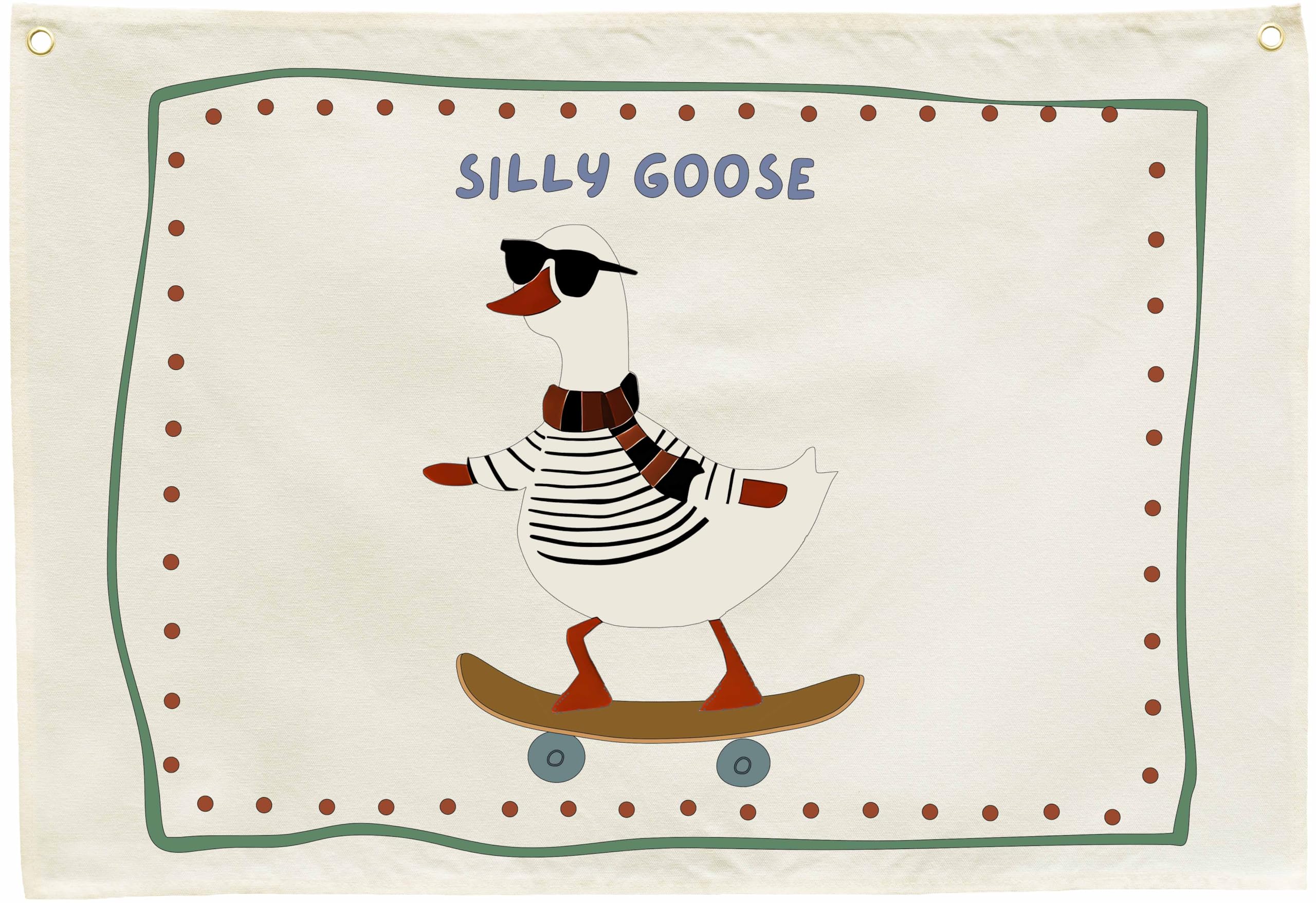Sioial Silly Goose banner in beige adds warm nursery decor