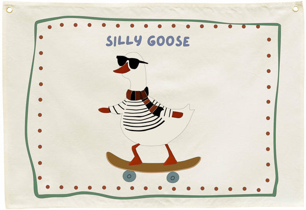 Sioial Silly Goose banner in beige adds warm nursery decor