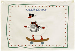 Sioial Silly Goose banner in beige adds warm nursery decor