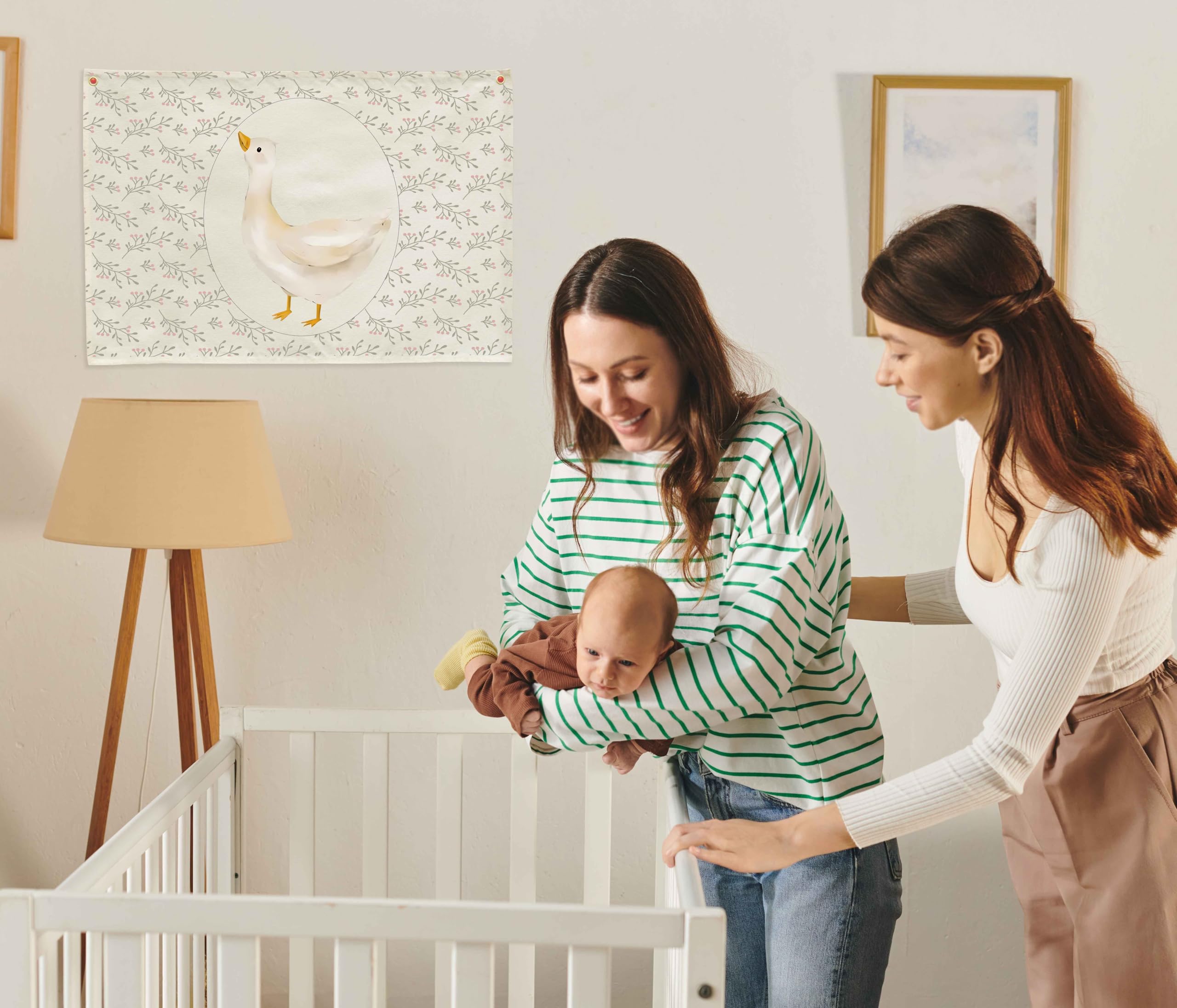 Sioial Silly Goose nursery banner in beige adds warm texture to a kid's room