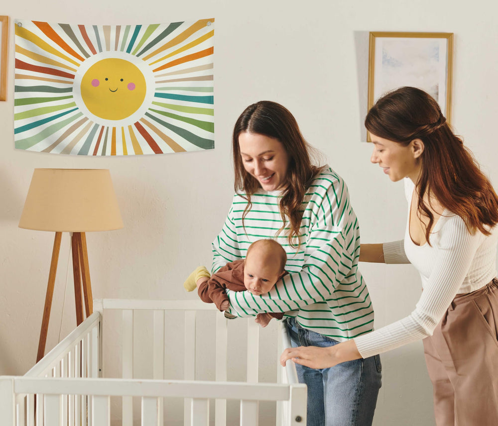 Sioial wall banner nursery decor adds playful sun accents