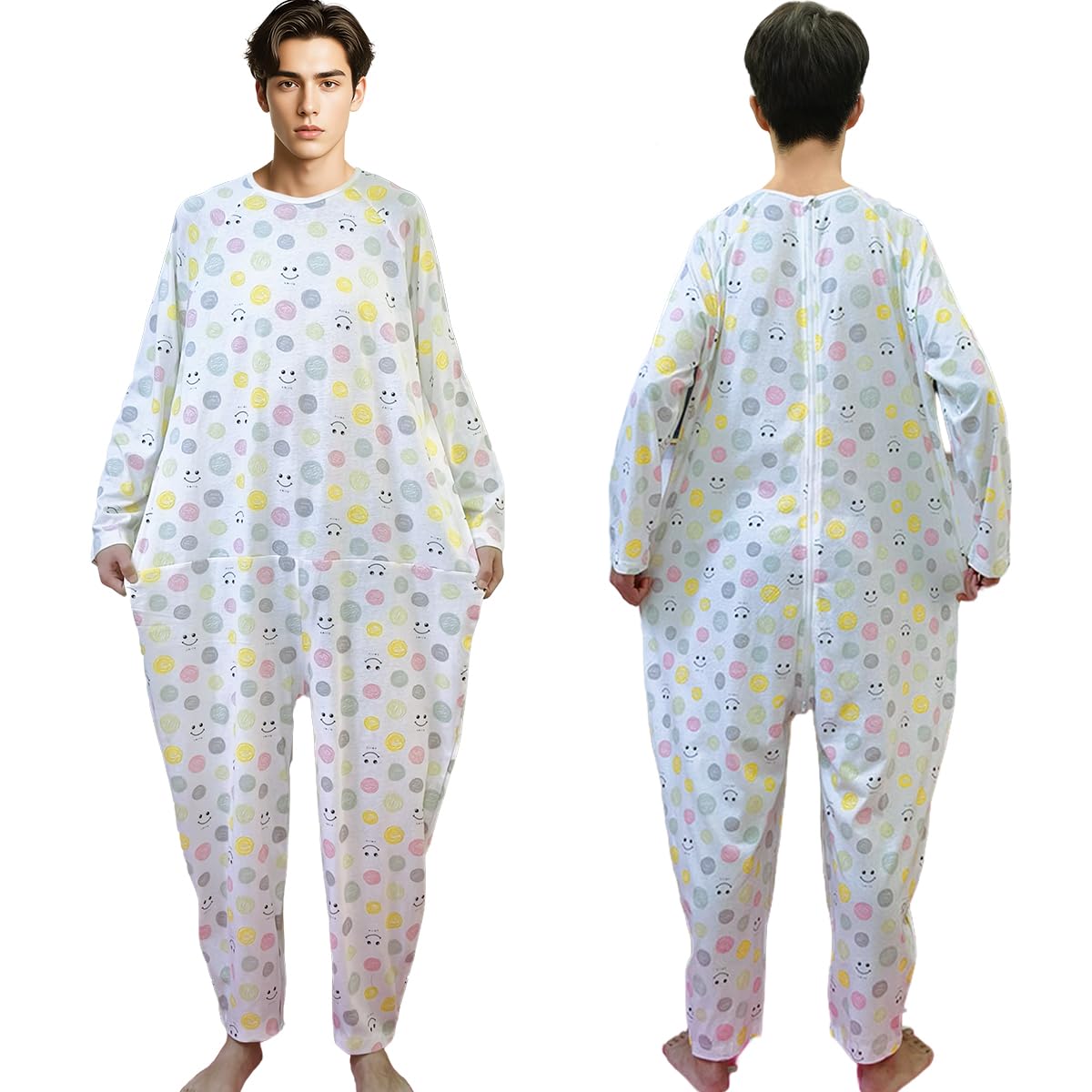 Siomlana adaptive jumpsuit back zipper highlights secure closure for easier dressing and dignity.