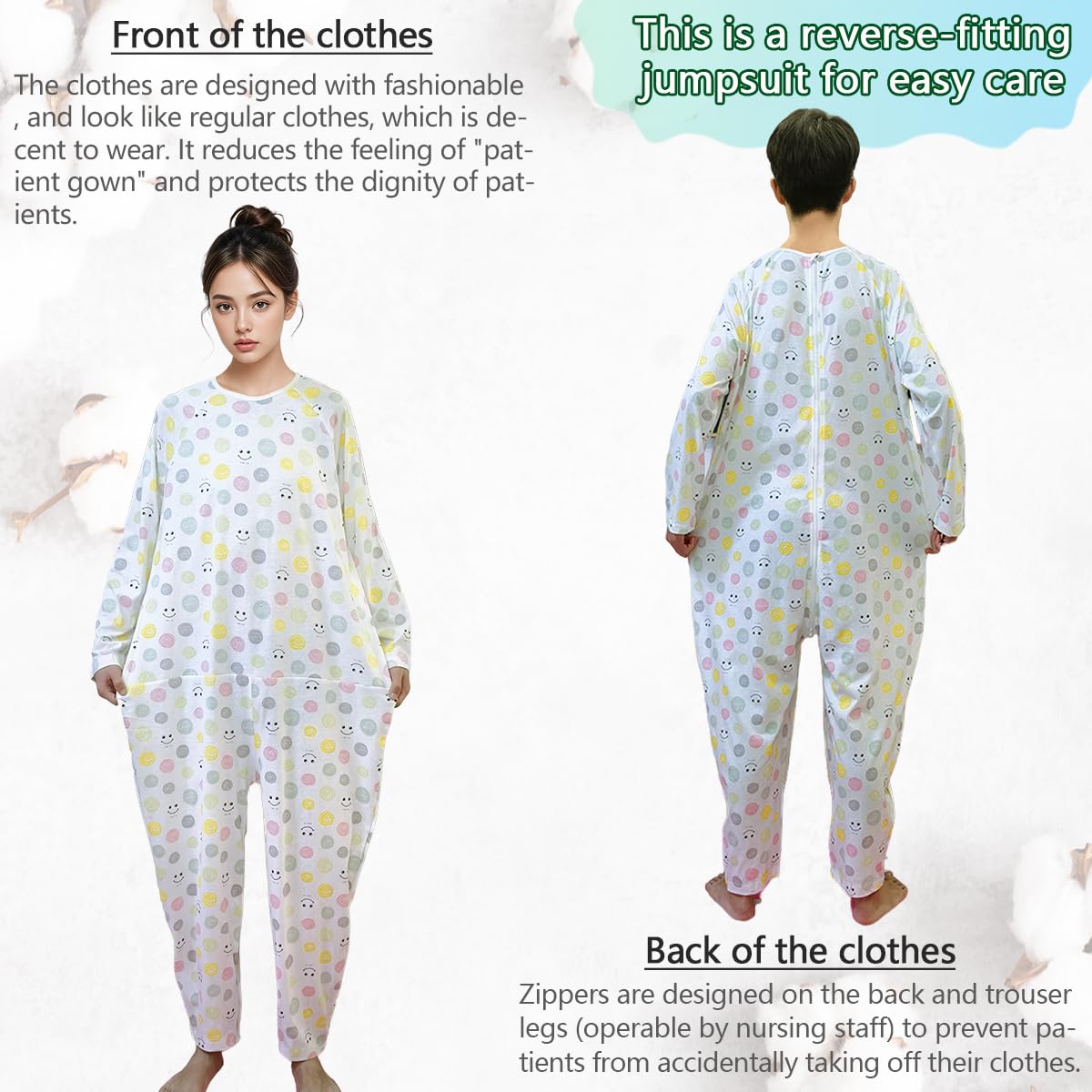 Siomlana jumpsuit loose waist design relieves pressure and supports gentle movement
