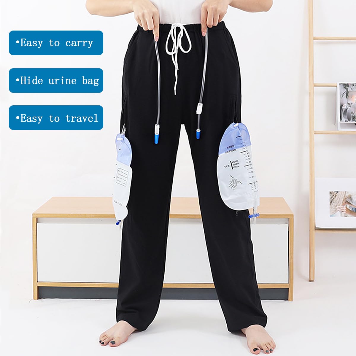 Siomlana catheter pants waistband with anti-slip feature