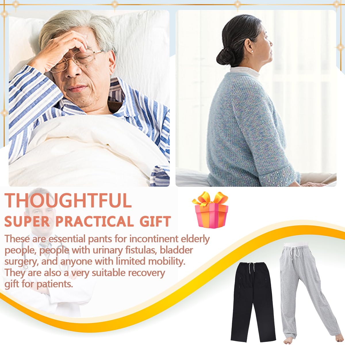 Siomlana catheter pants in black 2XL for comfortable fit