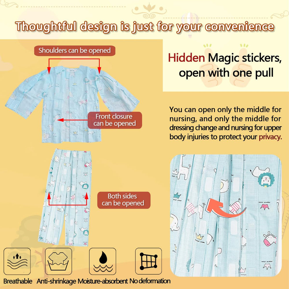 Siomlana children's bedridden clothing cotton soft fabric provides moisture absorption and comfort.
