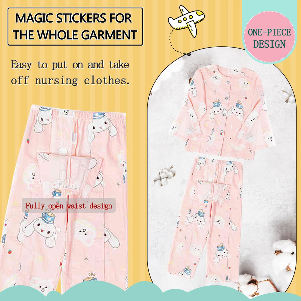 Siomlana children's gown sleeve opening facilitates gentle dressing and checks