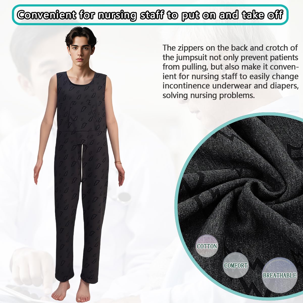 Siomlana easy-dressing-zipper demonstrates painless removal and replacement.