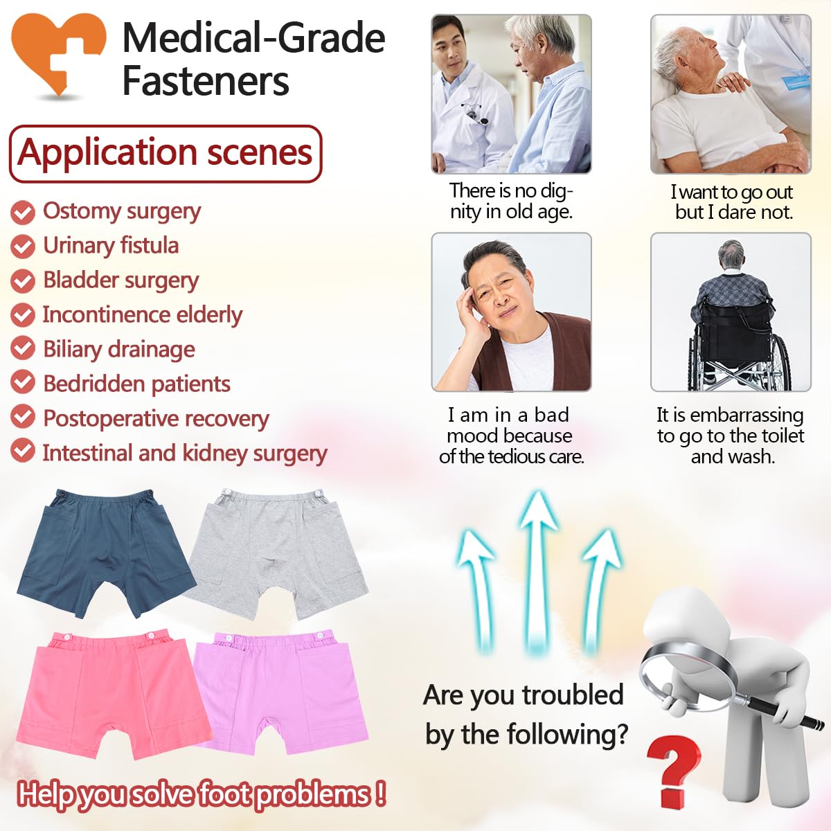 Opening design of Siomlana fistula pants for easy discharge