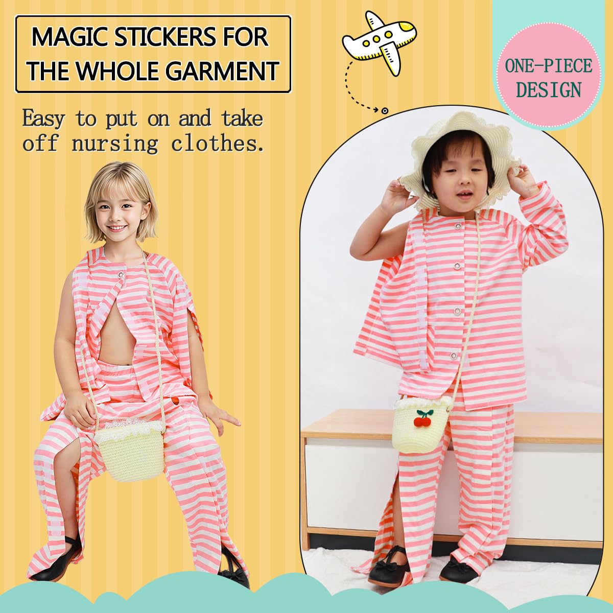 Siomlana pocket-design patient gown showing practical pockets for snacks and items.