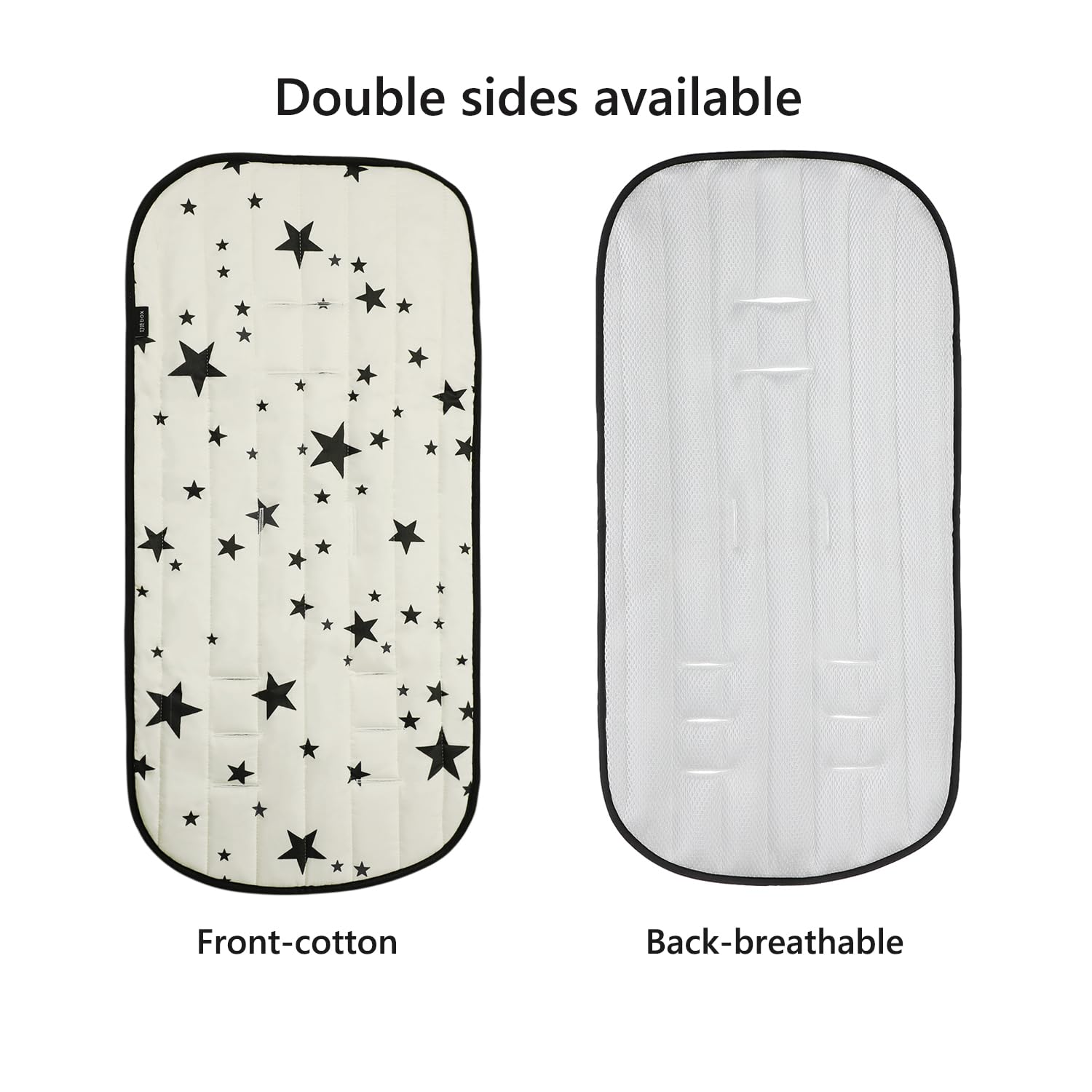 SIQITECHNO universal stroller seat cushion back view showing breathable mesh