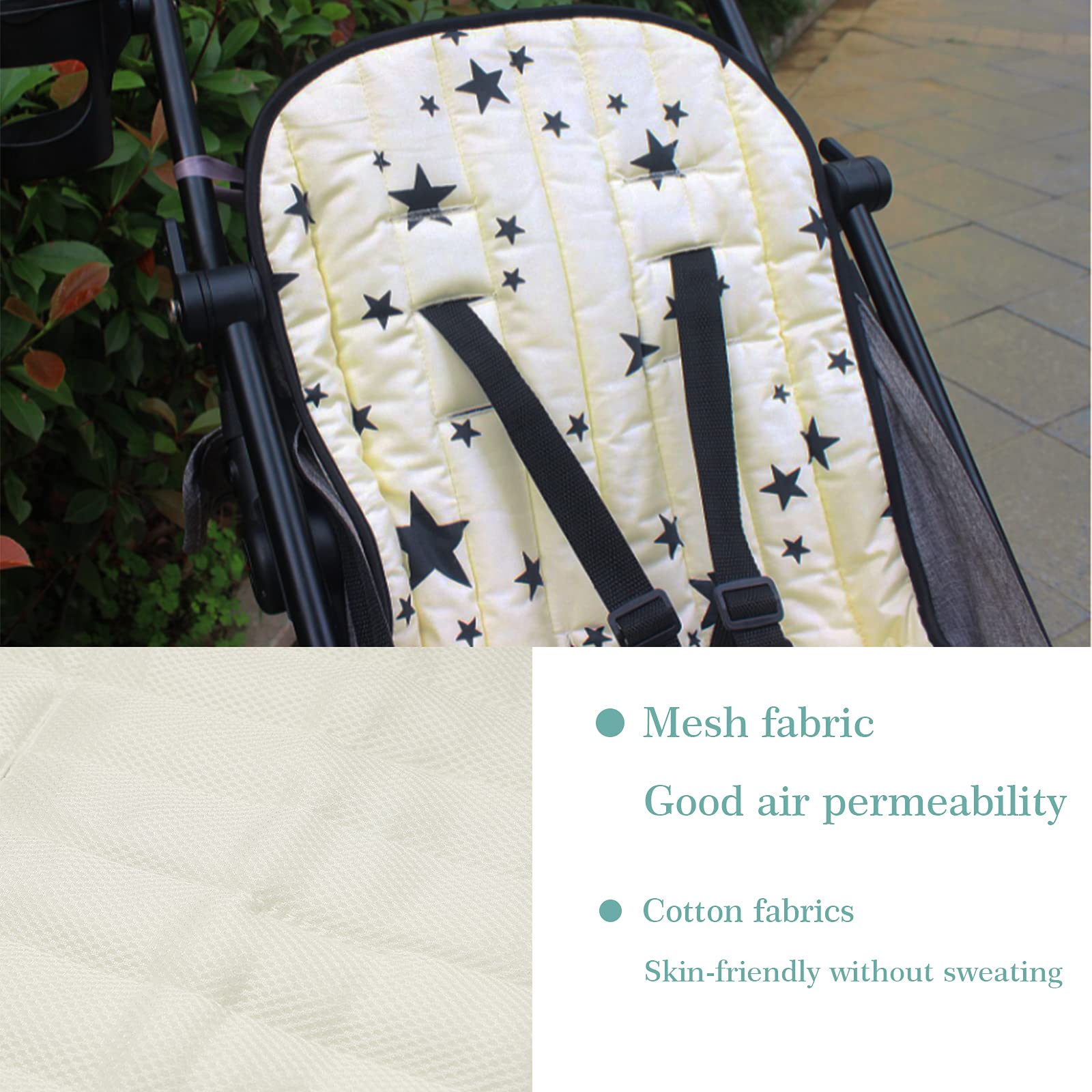 SIQITECHNO universal cushion beige stars pattern for cozy rides