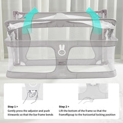 SISTINE Co Sleeper mesh panel view highlights breathability and easy baby visibility
