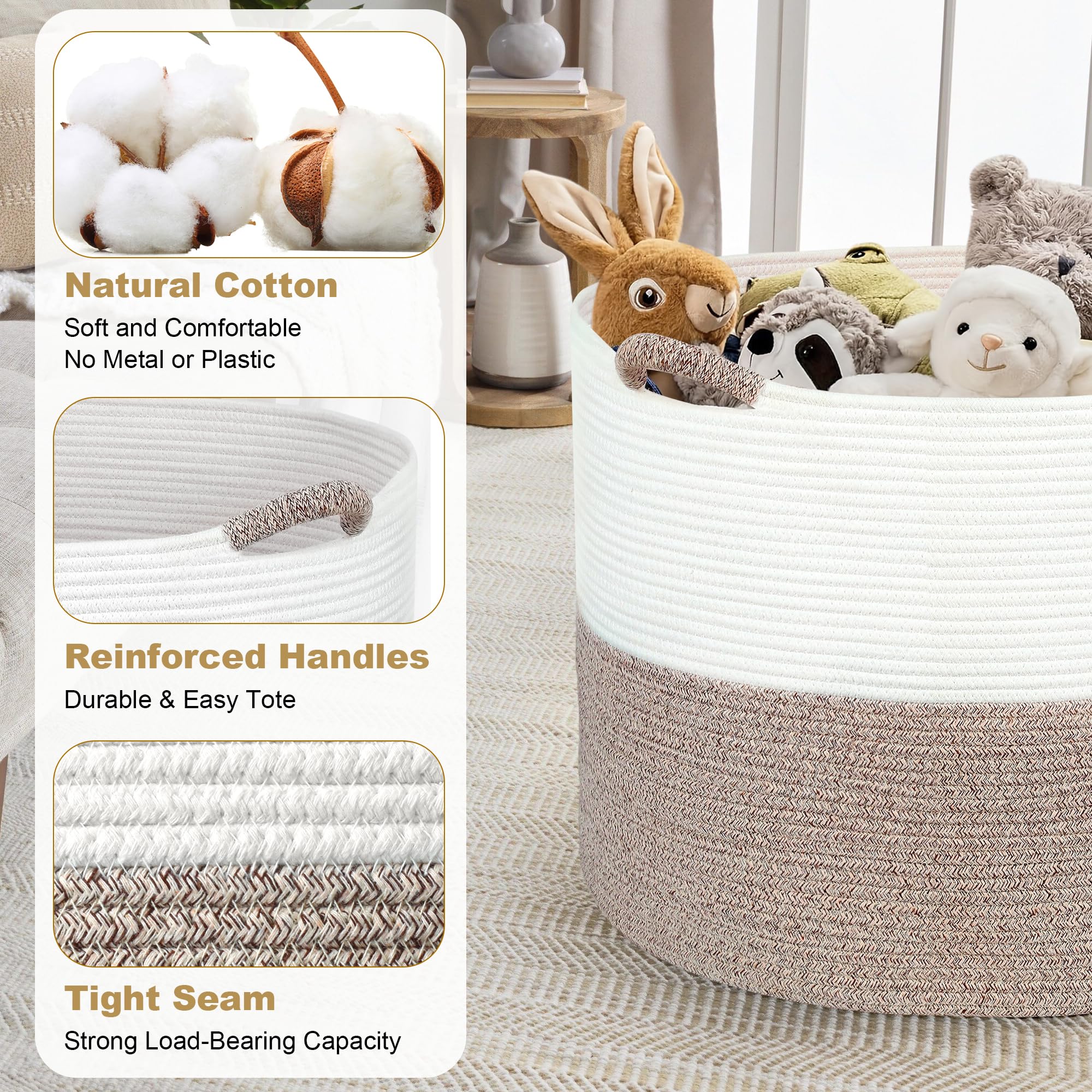 Oversized Sitanflex blanket basket used as a laundry or towel organizer