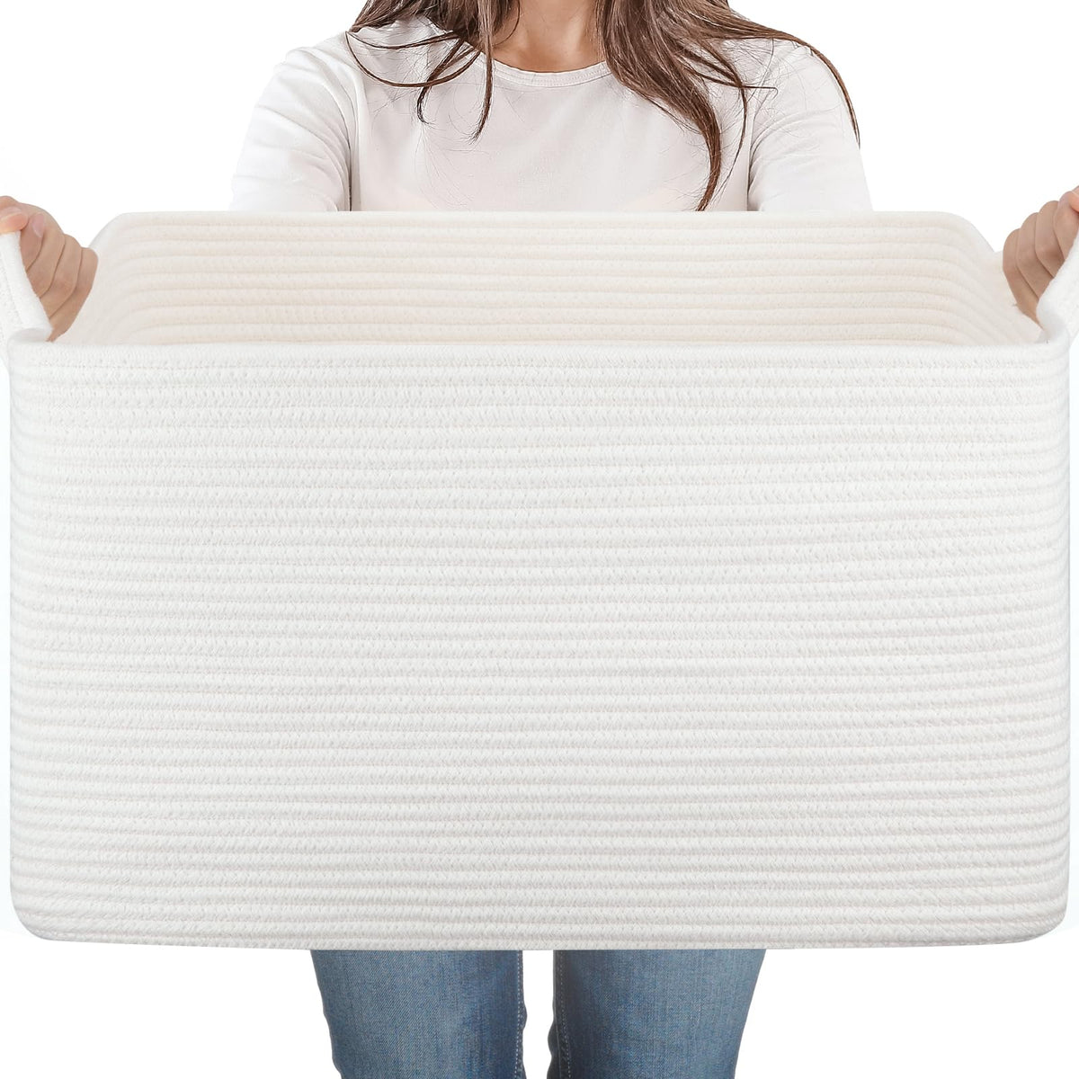 SIXDOVE 65L storage basket showcasing blankets and pillows in a neat living space