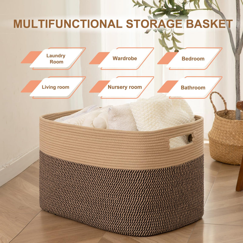 SixDOVE blanket basket hidden handles enable easy transport even when full.