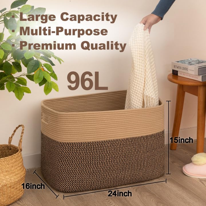 SixDOVE living room decor blanket basket blends brown and black for a cozy touch.