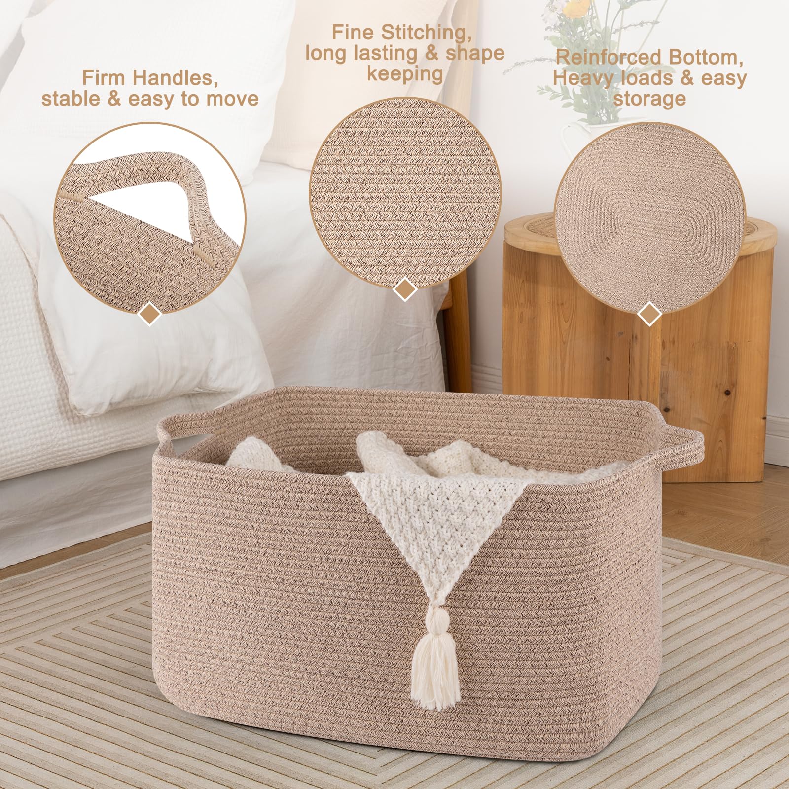 SIXDOVE large living room basket with blankets for cozy organization