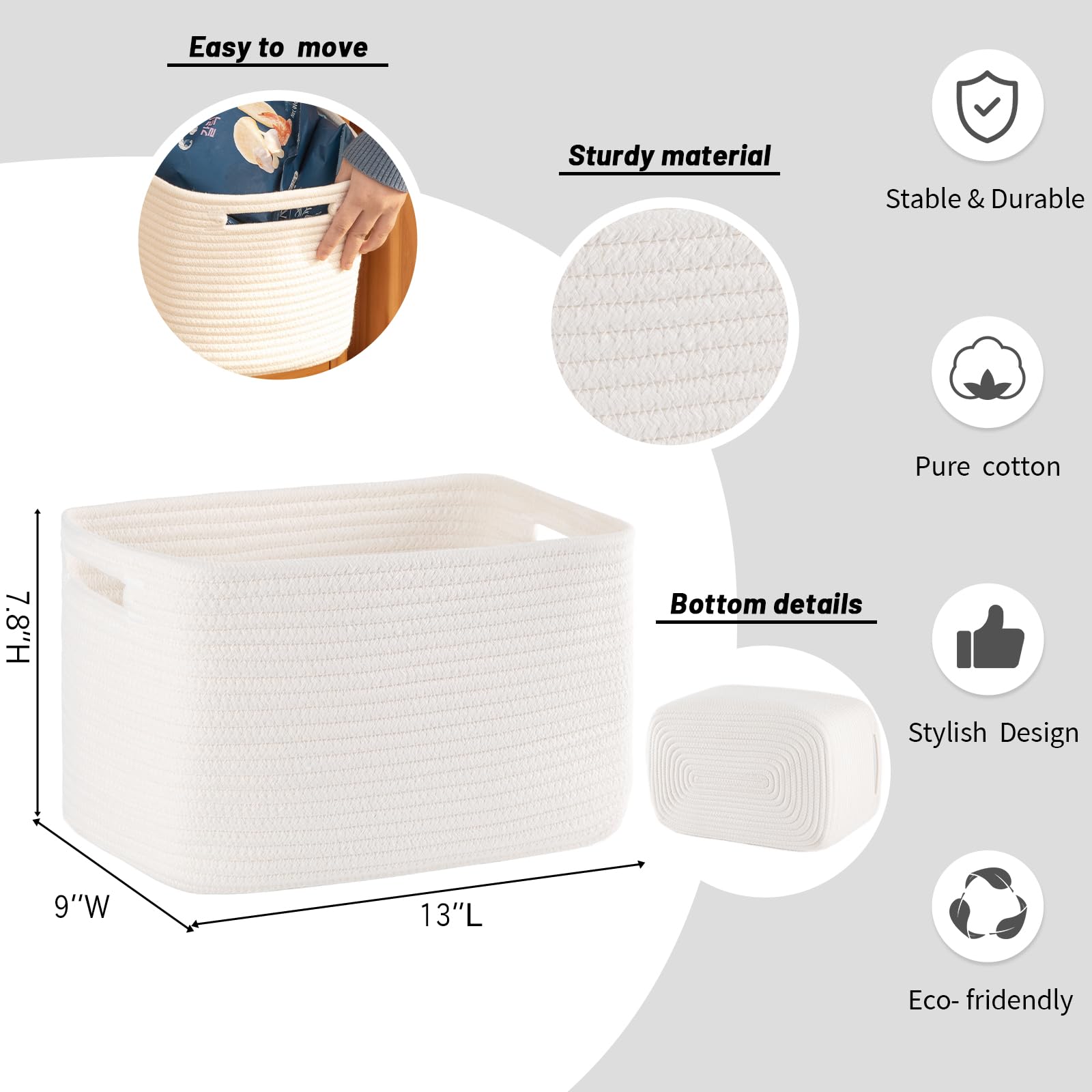 SIXDOVE rectangle basket set of four helps closet organization and under-bed storage