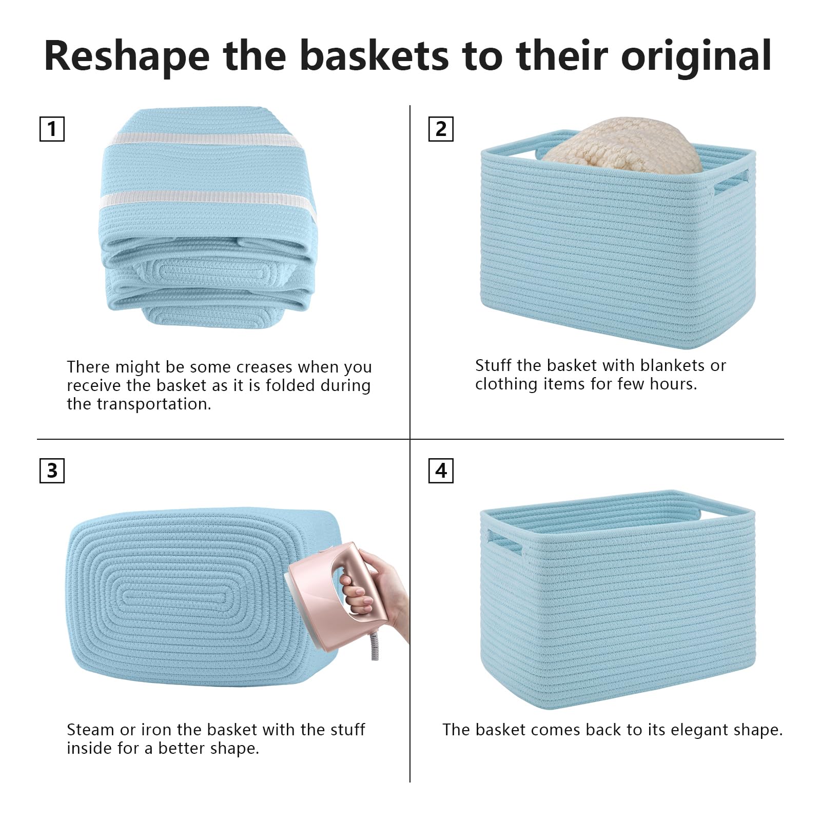 SIXDOVE soft woven baskets fold for compact storage when not in use