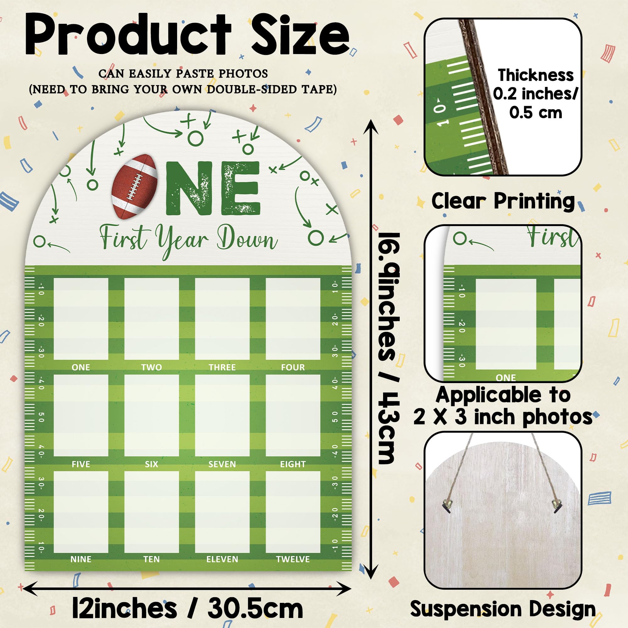 SIXEIGHT wooden monthly photo frame for wall or tabletop display.