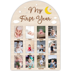 SixEight first-year photo board front view for easy month-by-month memories