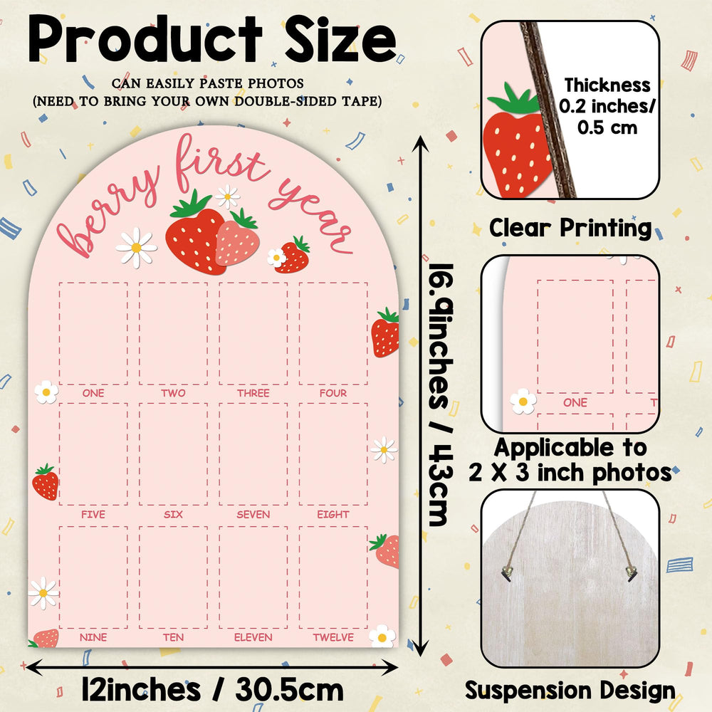 SIXEIGHT milestone board with 12 months photo spots for 2x3 inch prints