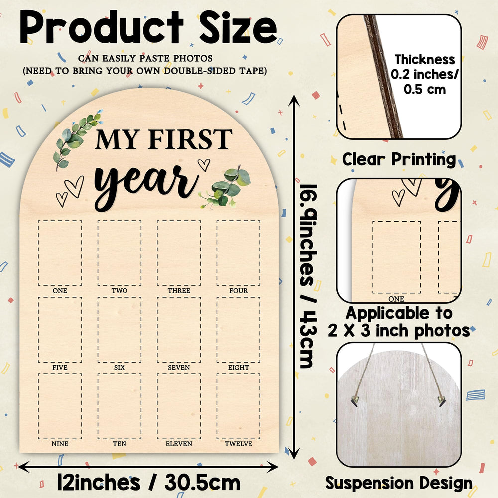 SIXEIGHT monthly-photos display on wood board helps capture baby's growth beautifully.
