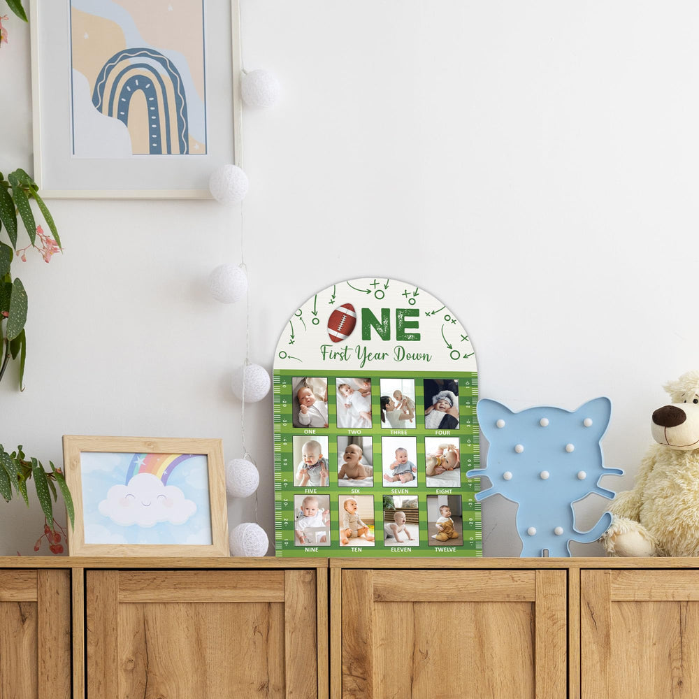 SIXEIGHT neutral rustic photo board fits any party theme.